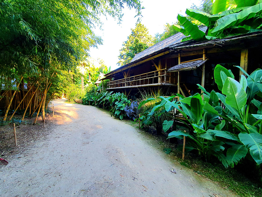 <p>Entièrement construit par un membre du personnel d’origine laotienne et son équipe, ce village asiatique est une restitution fidèle de l’architecture ainsi que la décoration de l’habitat traditionnel Lao.</p>
<p>Vous pourrez observer aux alentours du village :</p>
<ul>
<li>des paysages authentiques,</li>
<li>des espèces végétales propres au Laos : bananiers, taros (tubercule exotique), cannes à sucre etc…</li>
</ul>
